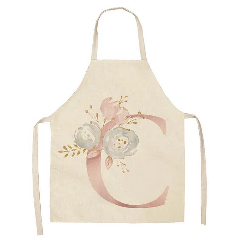 Pink Letter Pattern Kids Aprons Kitchen Baking Accessories Linen Aprons Women\'s Home Cooking Stain Resistant Aprons