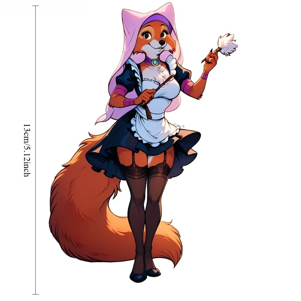 Anime Character Maid Fox Girl Vinyl Decal Waterproof Sunproof Sticker for Car Motorcycle Electric Scooter Exterior Decor