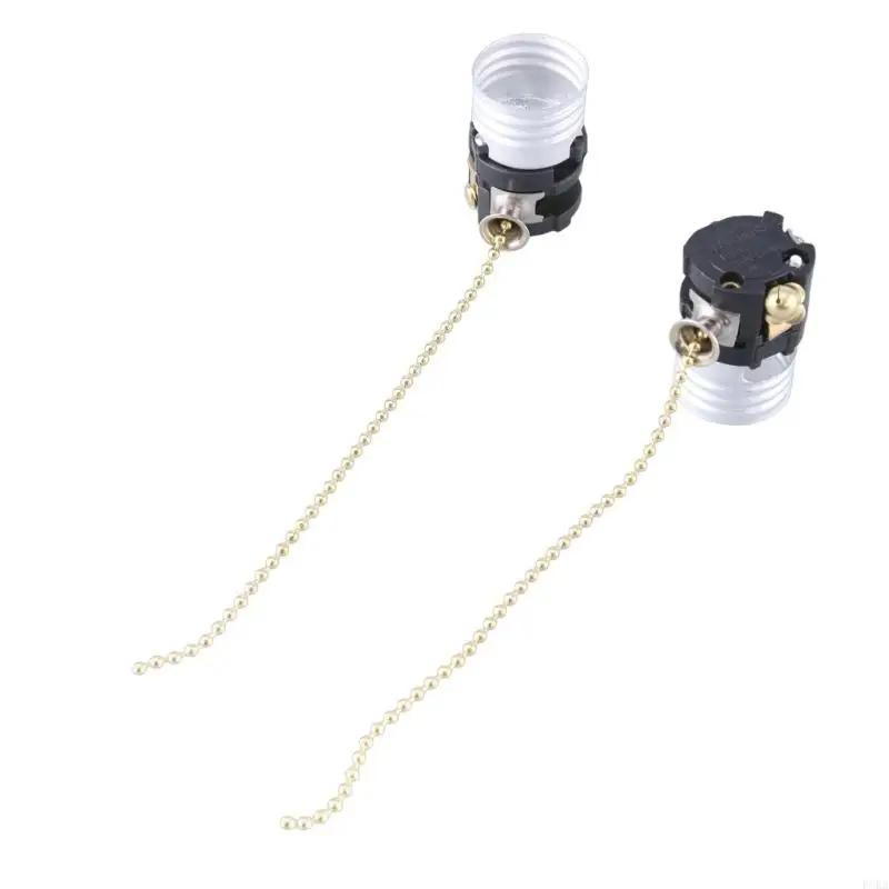 

Pack of 2 E26 Chain Pull Switches Metal Socket Lamp Holders set for Lamp