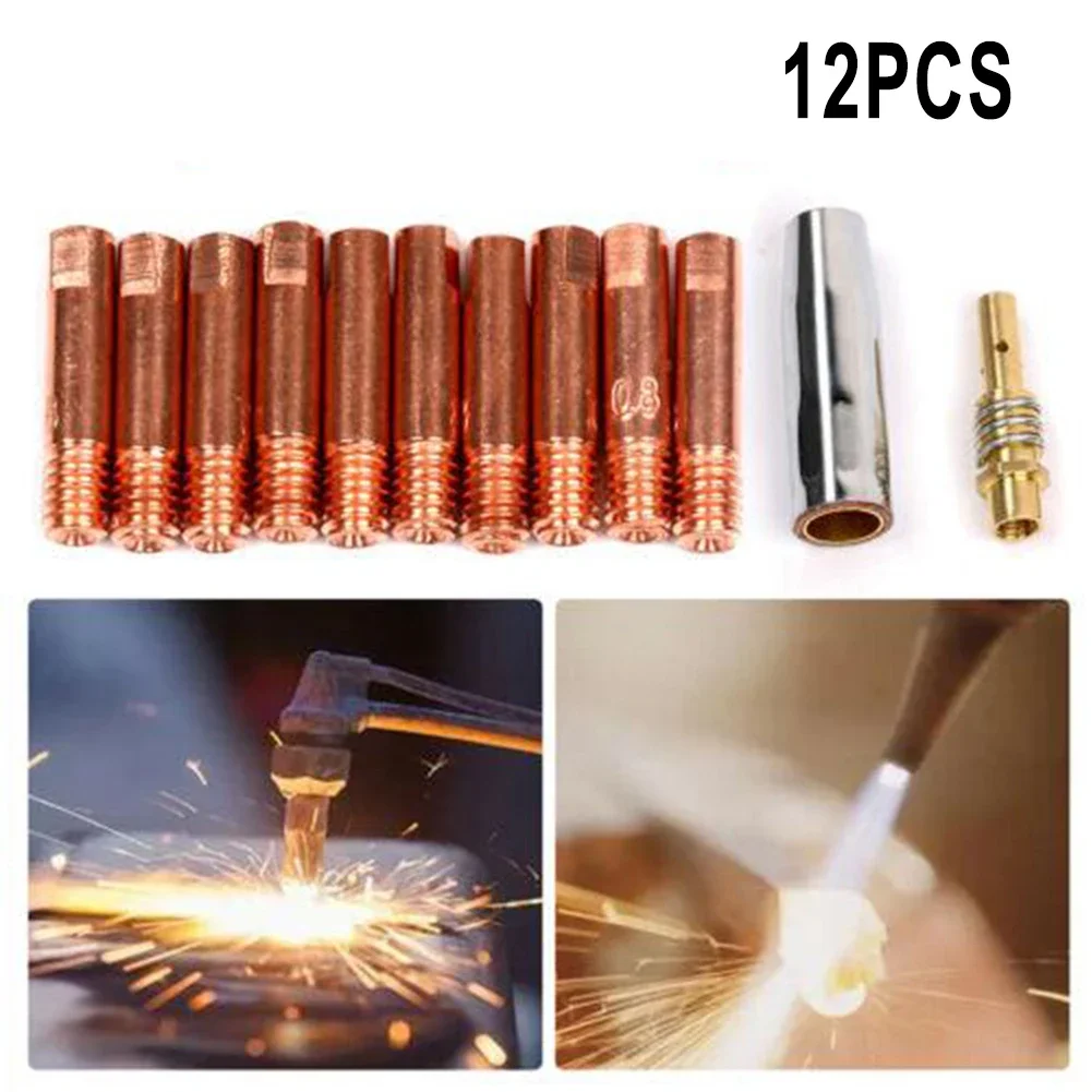 

MIG Torch Welding Contact Tip 0.8 X 25mm 12 Pcs Copper 0.6/0.8/1.0mm MIG Weldind Torches Tool Shroud Contact Tips