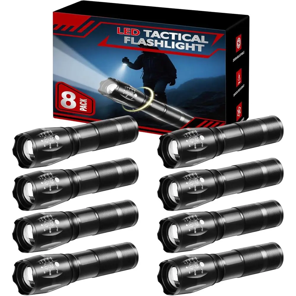 

8 Pack Small Powerful LED Flashlights, 5 Bright High Lumens Mini Flashlights for Home, Ency, Adjustable Tactical Flashlight Camp