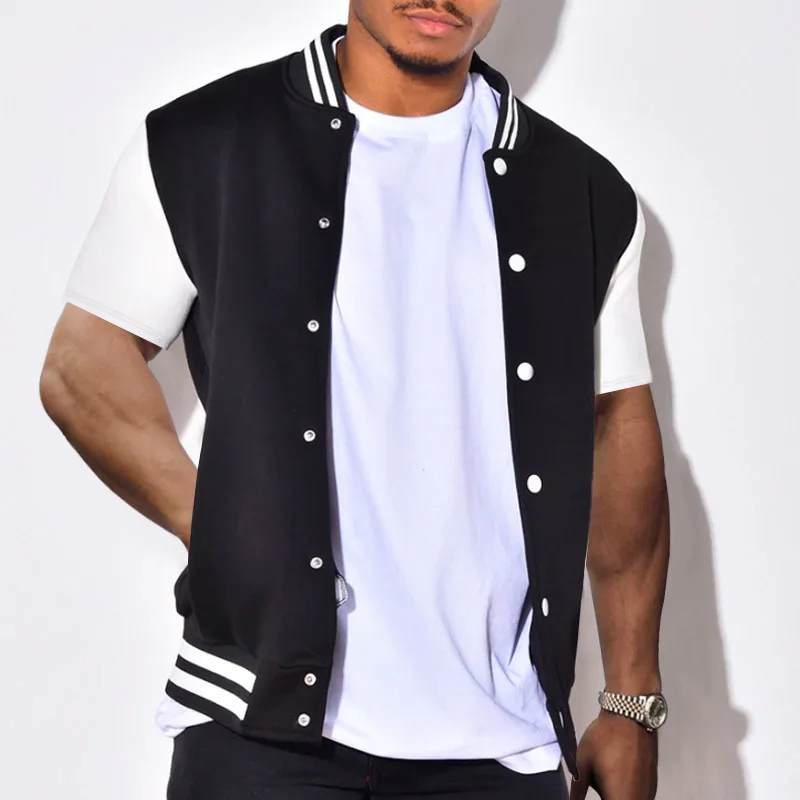 

Men's Sleeveless Stand-up Collar Baseball Jacket Vest Casual Sports Tank Tops