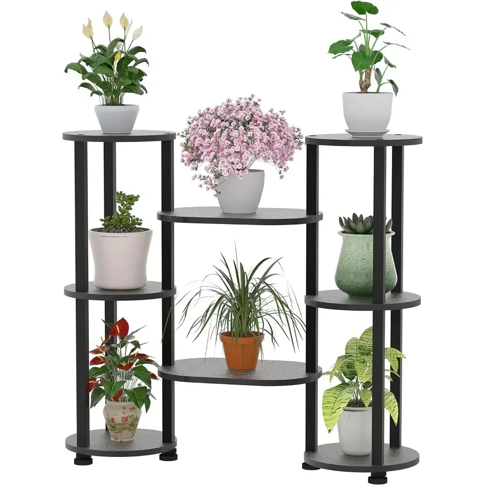 Round Wood Plant Stand Indoor For Plants Multiple Tiered Corner Plant Shelf Outdoor Plant Holder 3 Tiers 8 Potted Storage Flower