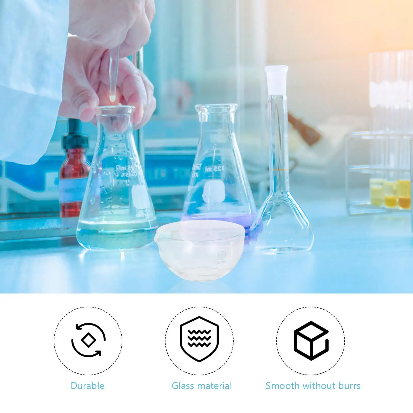 Bassins à vaisselle d'évaporation en verre, bols ronds multifonctionnels pour laboratoire, salle de classe, usage domestique