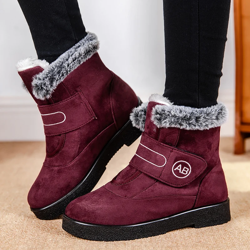 Plus Size 44 Thick Plush Snow Boots Woman 2024 Winter Keep Warm Fur Ankle Boots for Women Comfort Non Slip Cotton Padded Shoes