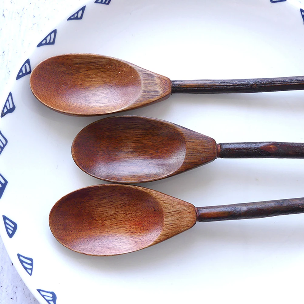 

2pcs Natural Wood Coffee For Honey Dessert Japanese Style Easy Clean Spoon Picnic Family Restaurant Use Wood Tableware