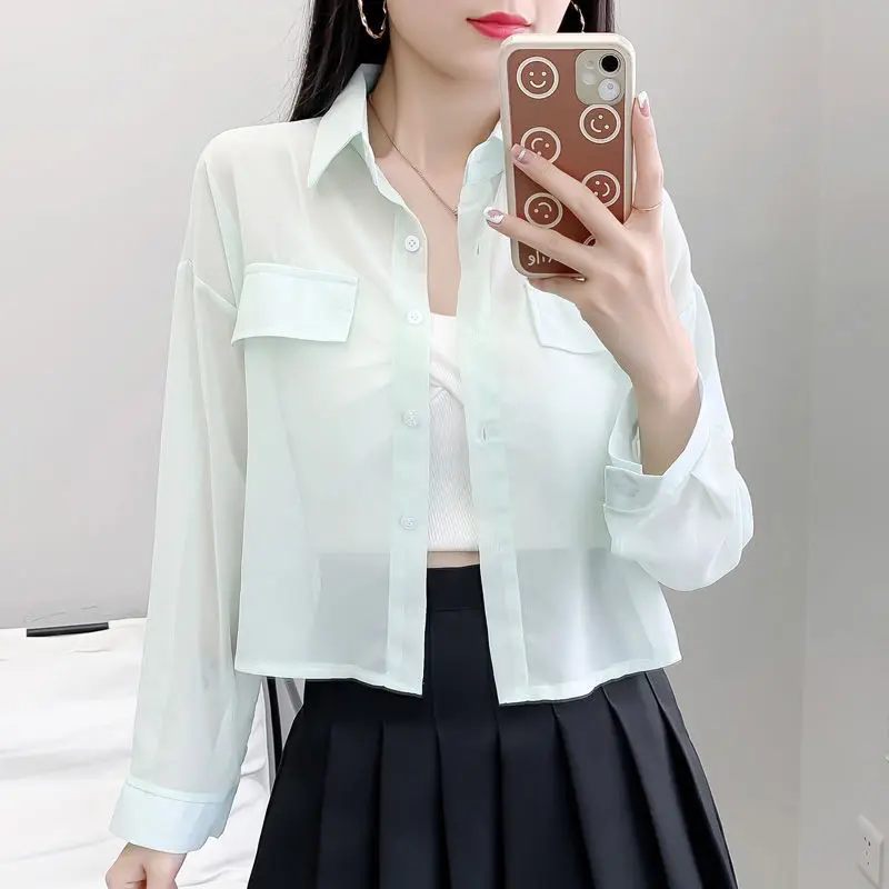 Shirts Women Sunscreen Solid Daily Trendy Tender Basics Stylish Colorful Casual Korean Style Simple All-match Charming Sweet Ins