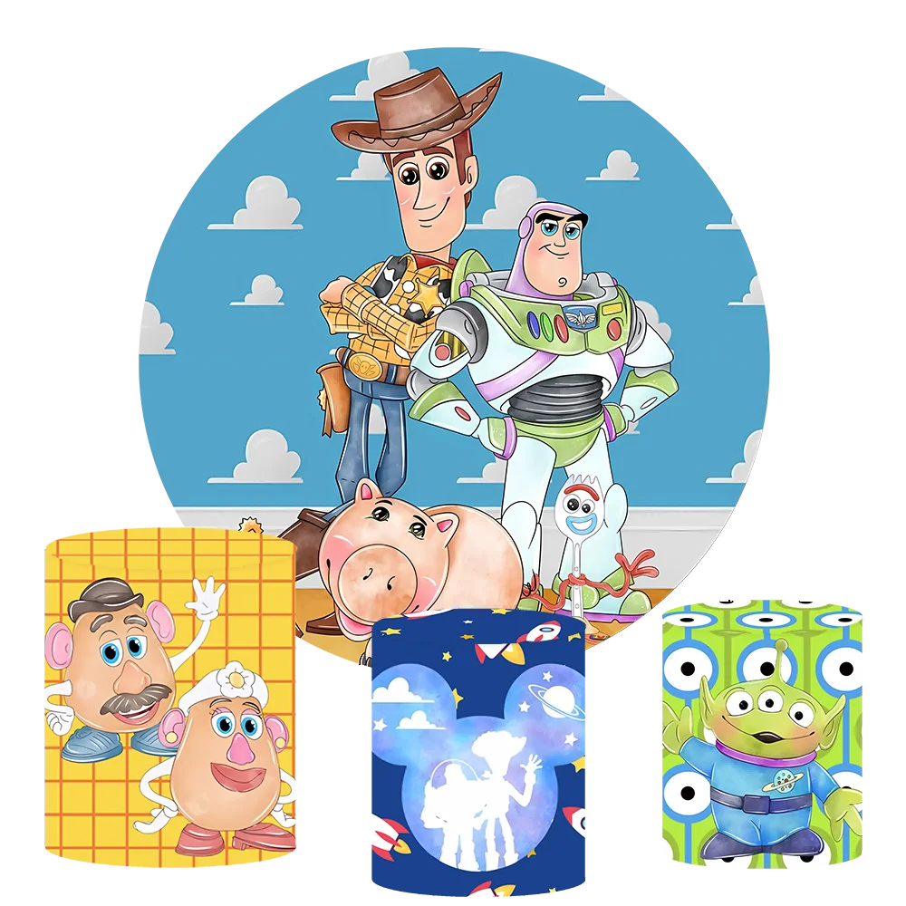 

Disney Toy Story Backdrop Kids Birthday Decoration Background Cowboy Woody Lightyear Vinyl Polyester Photography Decor Props