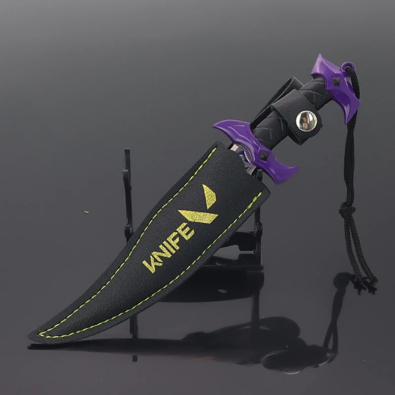 18 سنتيمتر/7.08in Valorant لعبة الأجهزة الطرفية Loot الانطباع سكين جيب مع الحافظة التدريب سكين سلاح معدني نموذج الحرفية حلية #3