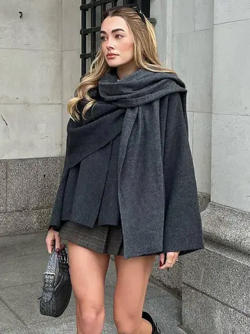 MUJER peluche manteaux d'hiver pour femmes écharpe asymétrique Demi-saison veste pour femmes Parkas à manches longues manteau rembourré femme veste