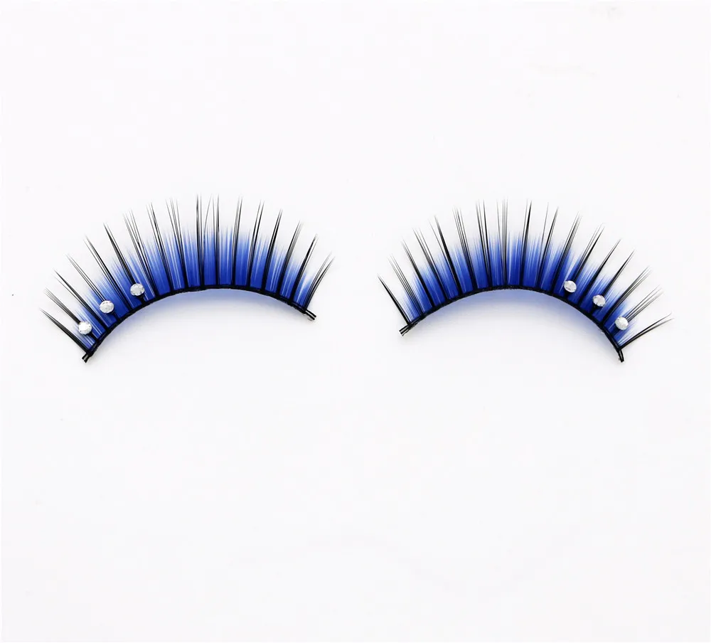 5 pairs Stage catwalk eyelash color flash drill performance blue three drill of fake eyelashes false lashes eye lashmakeup set