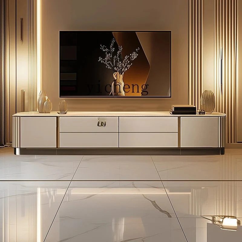

rock slab floor-to-ceiling TV cabinet living room household Italian simple storage locker integrated extended floor cabinet
