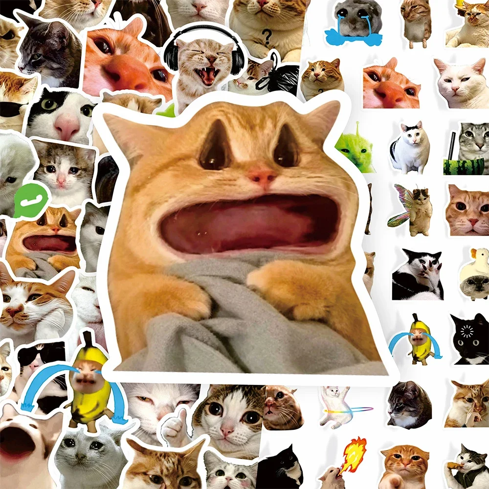100 Stück Lustige Katzen-Meme Cartoon-Aufkleber DIY Laptops Wasserflaschen Handy Niedliche Tier Wasserdichte Graffiti-Aufkleber Spielzeug Geschenk – Detail 5