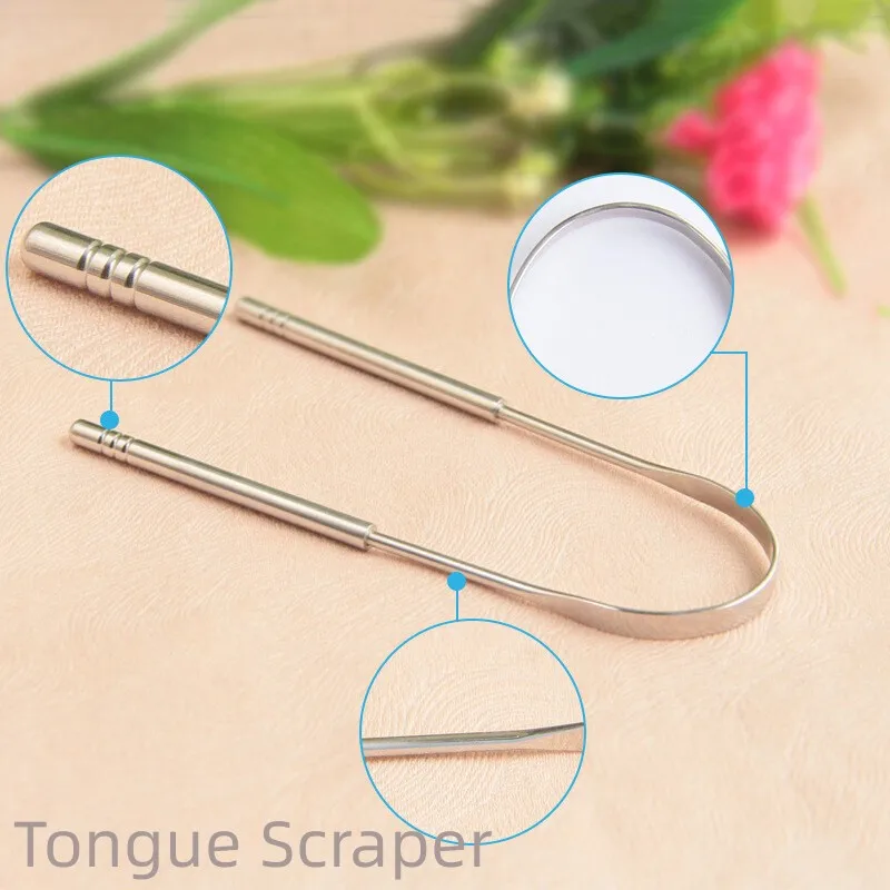 Stainless Steel Tongue Scraper 1 Pcs - Ultimate Oral Care Tool for Bad Breath Removal