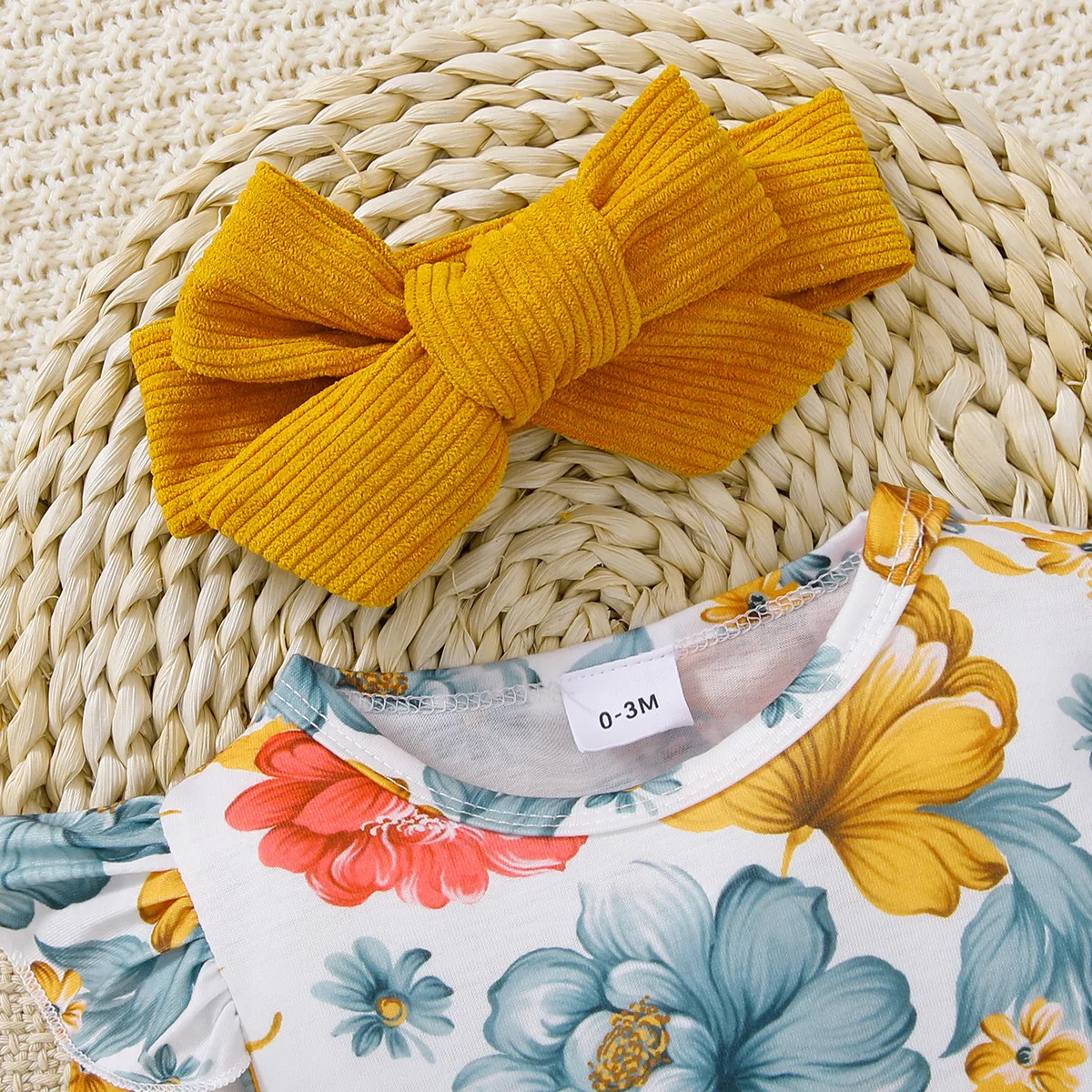 New In Spring Autumn Newborn Girls Clothes Fashion Cute Flowers Print Cotton Long Sleeve Jumpsuits+Dress Baby Clothing Set BC369