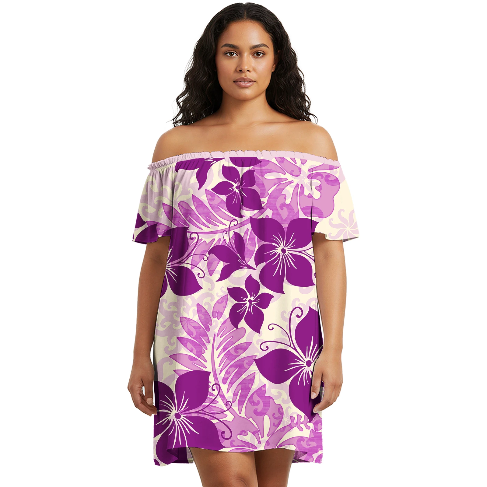 فستان مخصص بولينيزيا ميكرونيزيا مطبوع عليه زهور بأكمام قصيرة هاواي أنيق للحفلات الراقصة فيجي ساموا القبلية للحفلات الراقصة فساتين سهرة للسيدات
