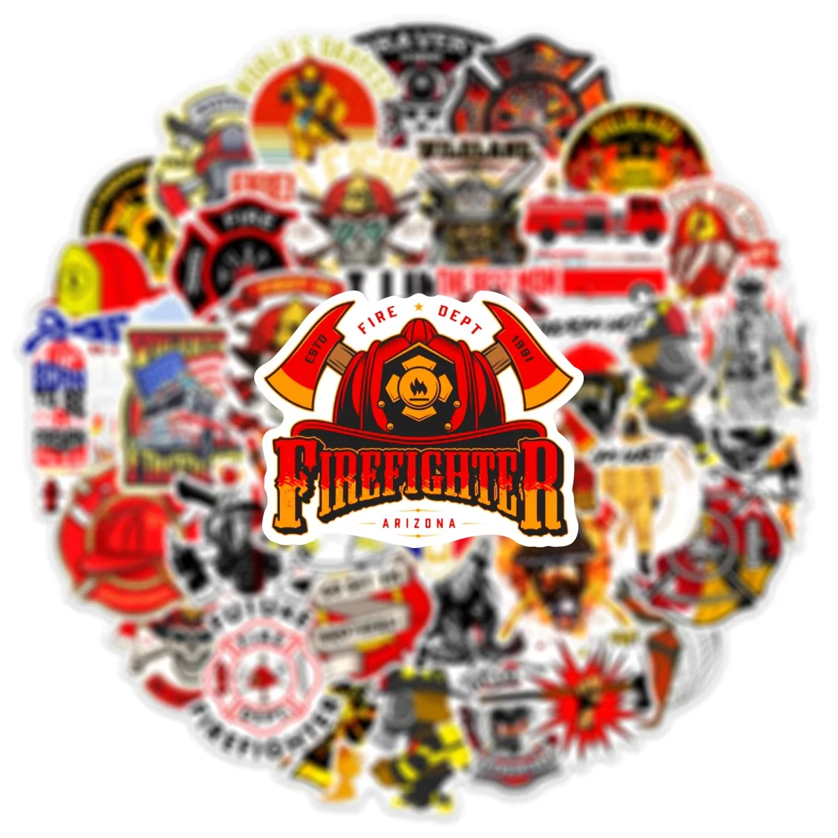 50PCS Firefighter Graffiti Graffiti Stickers Kids Toy Laptop Diary Scrapbook Phone Suitcase Cute Sticker Decals Toy