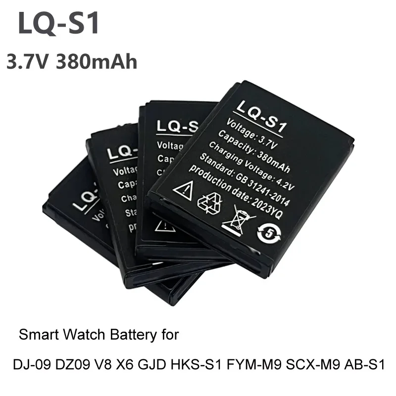 PURFIELD Smart Watch Battery Durable SmartWatch LQ-S1 3.7V 380mA Lithium Rechargeable Battery for DZ09 W8 A1 QW09 KSW-S6 RYX-NX9