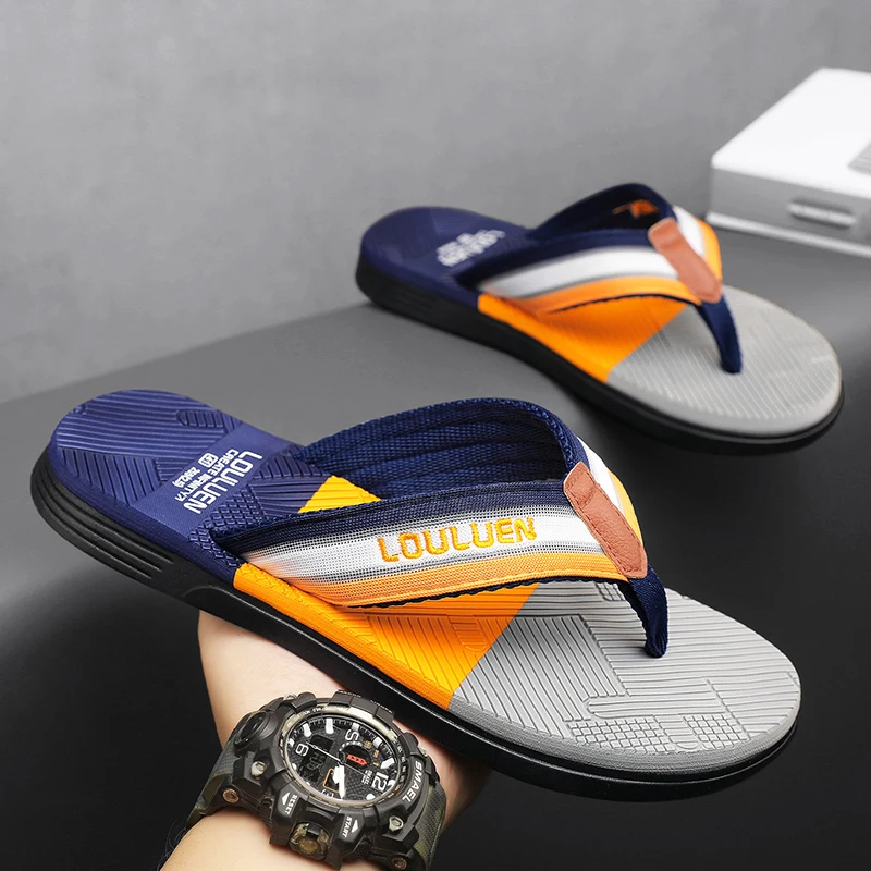 

Лето 2025 г., брендовые мужские шлепанцы высокого качества, летние пляжные шлепанцы, мужские уличные повседневные кроссовки, дышащие мужские пляжные тапочки