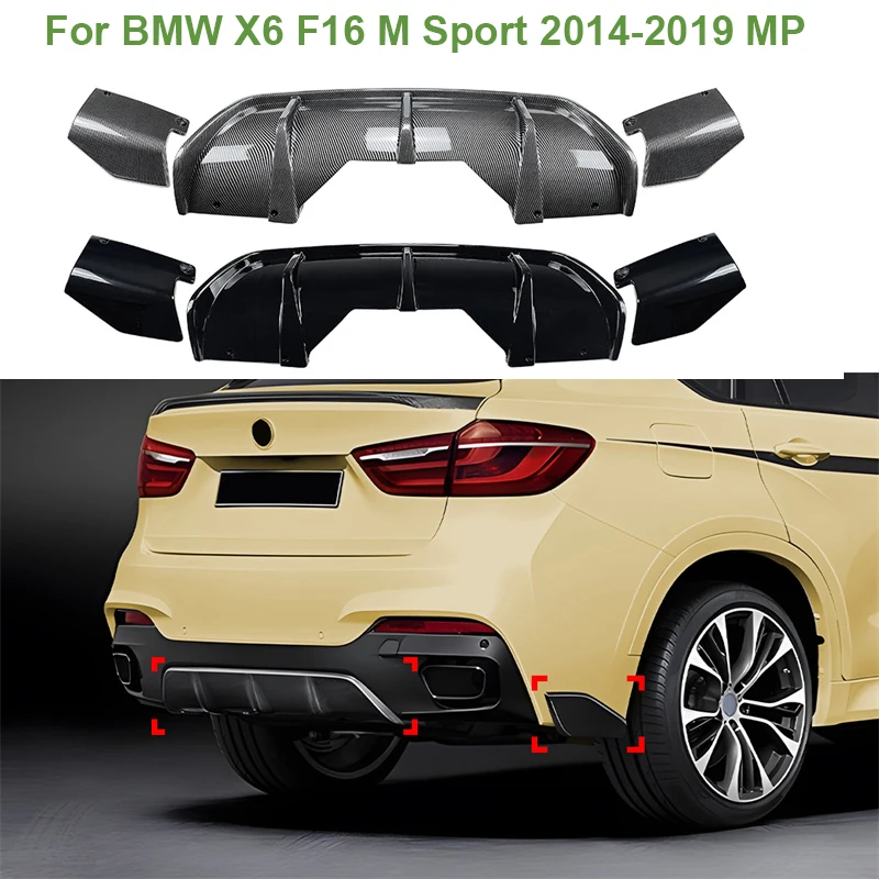 

For BMW X6 F16 M Sport 2014-2019 MP REAR SIDE Under SPLITTERS SPOILERS guard protector Glossy black STREET PRO REAR DIFFUSER