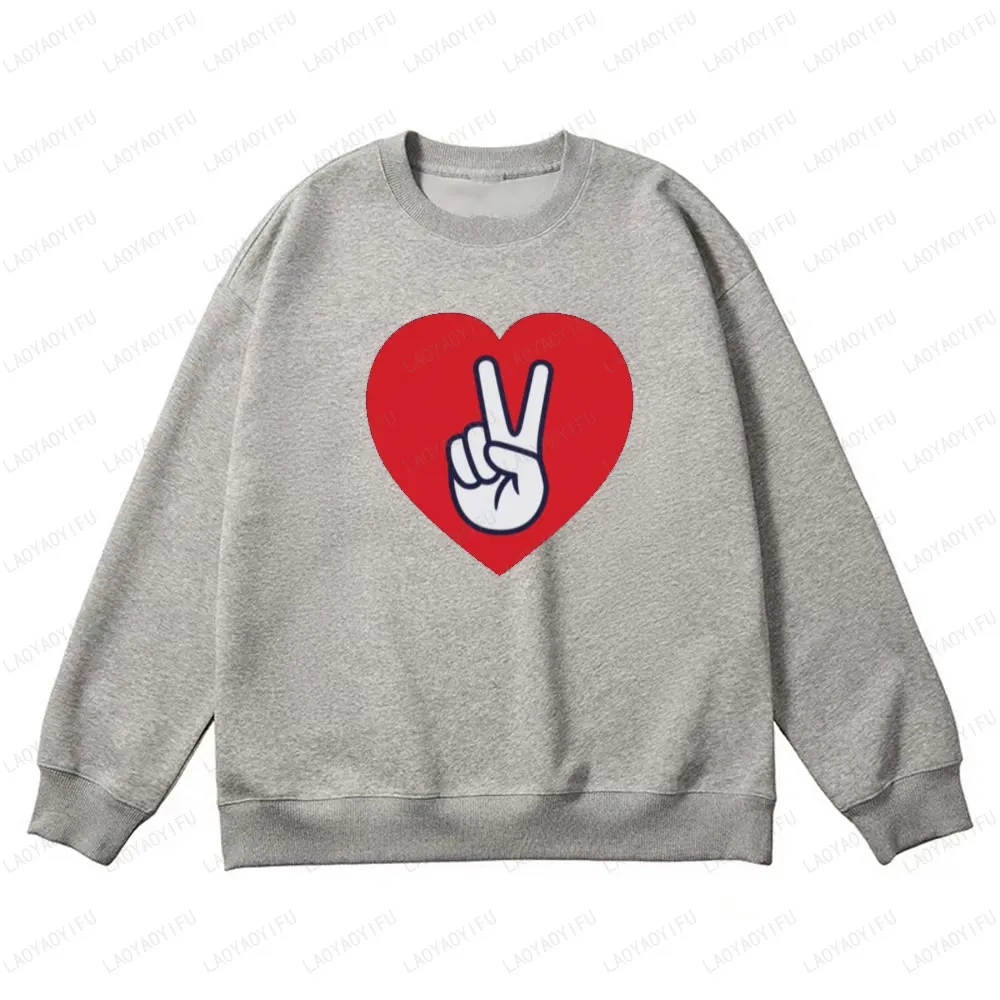 Peace and Love Symbols Classic Beier Hand Slogan Sweatshirt Winter Clothes Women Autumn Winter Clothes Men Hoodie Simple Tops