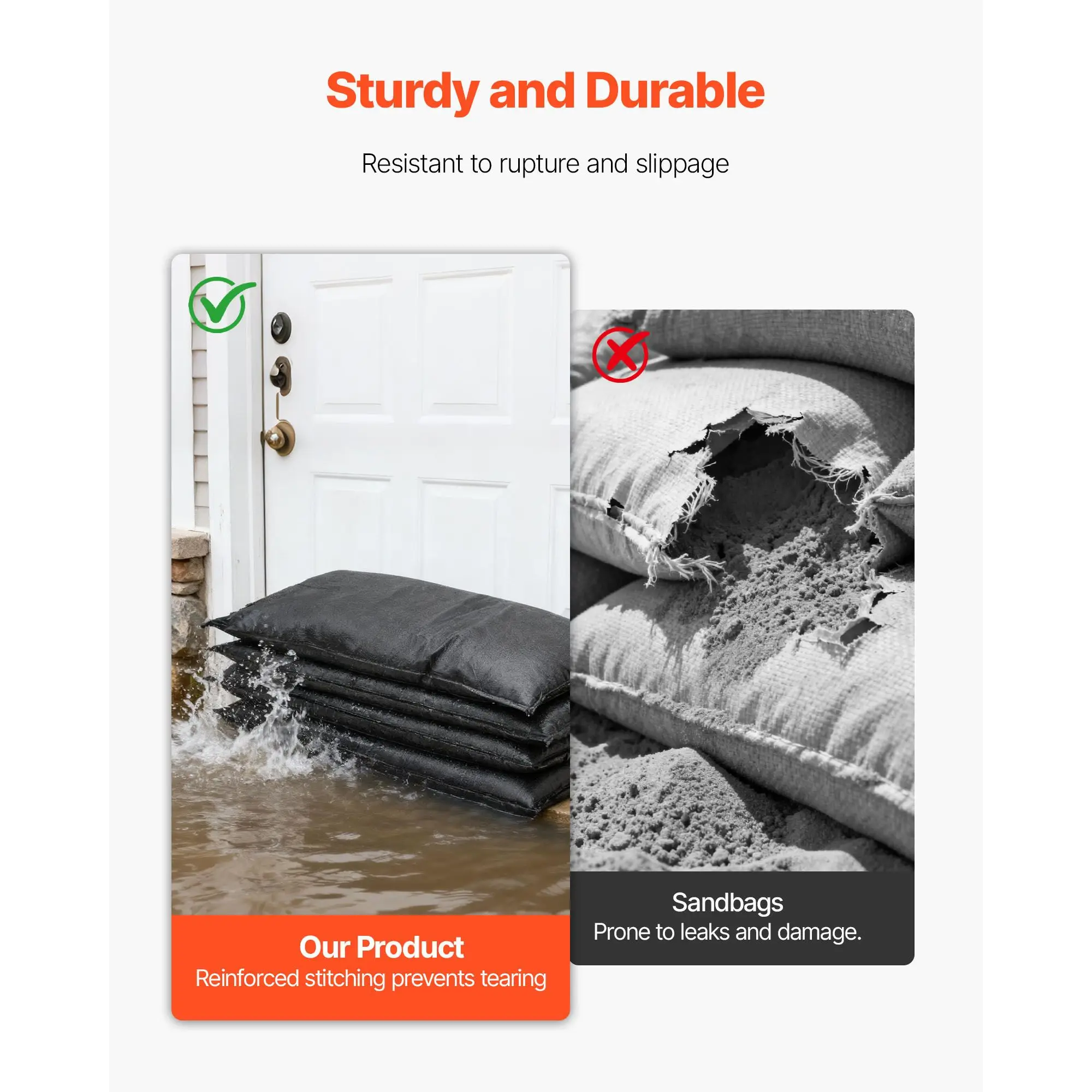 Flood Barrier, 10 Pack, 1.4 x 2.7 ft Bags with Bucket, Reusable Water Absorbent Activated by, Sandless Sandbags Blockage