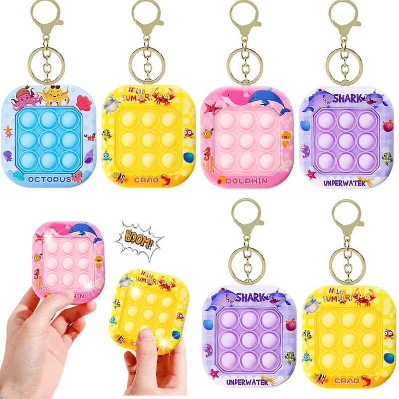 

Cute Keychain Speed Push Game Console Press and Play Squeeze Stress Relief Funny Sensory Fidget Toys for Kids Girls Boys