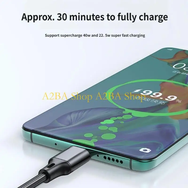 A2BA Flexible 3 Length Option Fast Charging Braided Cord USB A to Type C Data Cable