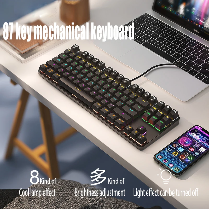 

Real mechanical keyboard wired USB external desktop computer game e-sports special red axis tea shaft