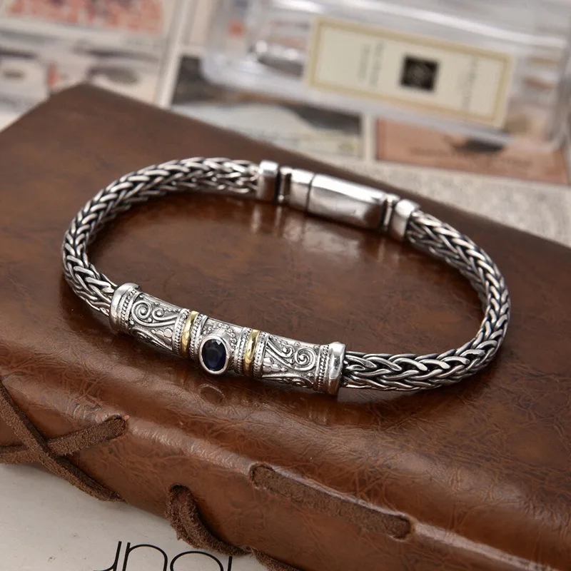 Braided Dragon‑Bone Zircon Inlaid Bracelet, Fashion Statement Wrist Jewelry for Daily Street Wear