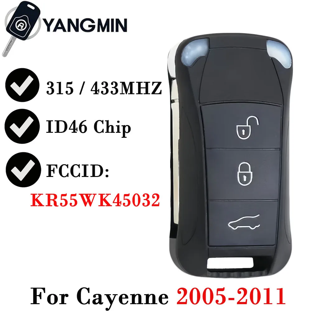

YANGMIN Car Key For Cayenne 2005 2006 2007 2008 2009 2010 2011 Keyless Entry Smart Flip Remote for Porsche 433 315 Mhz ID46