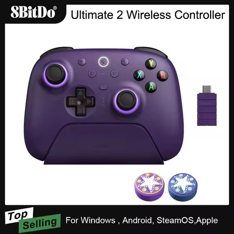 8BitDo Ultimate 2 Wireless Game Controller for Windows 10/11 2.4G Gamepad TMR Joystick with Charging Dock for Android PC Steam