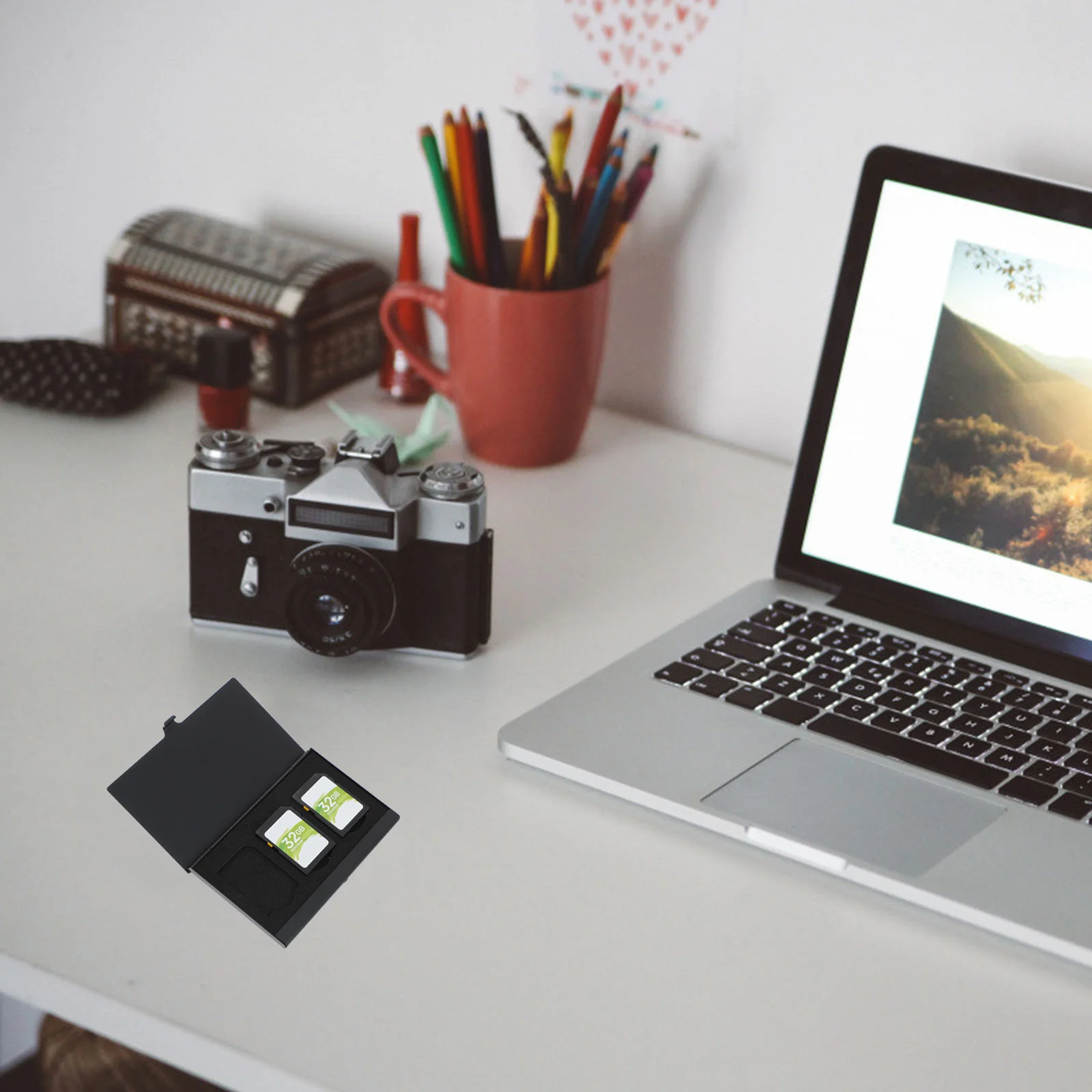 

2Pcs Card Holder Black Waterproof Shockproof Dustproof Memory Storage Case Portable Durable Memory Storage Case