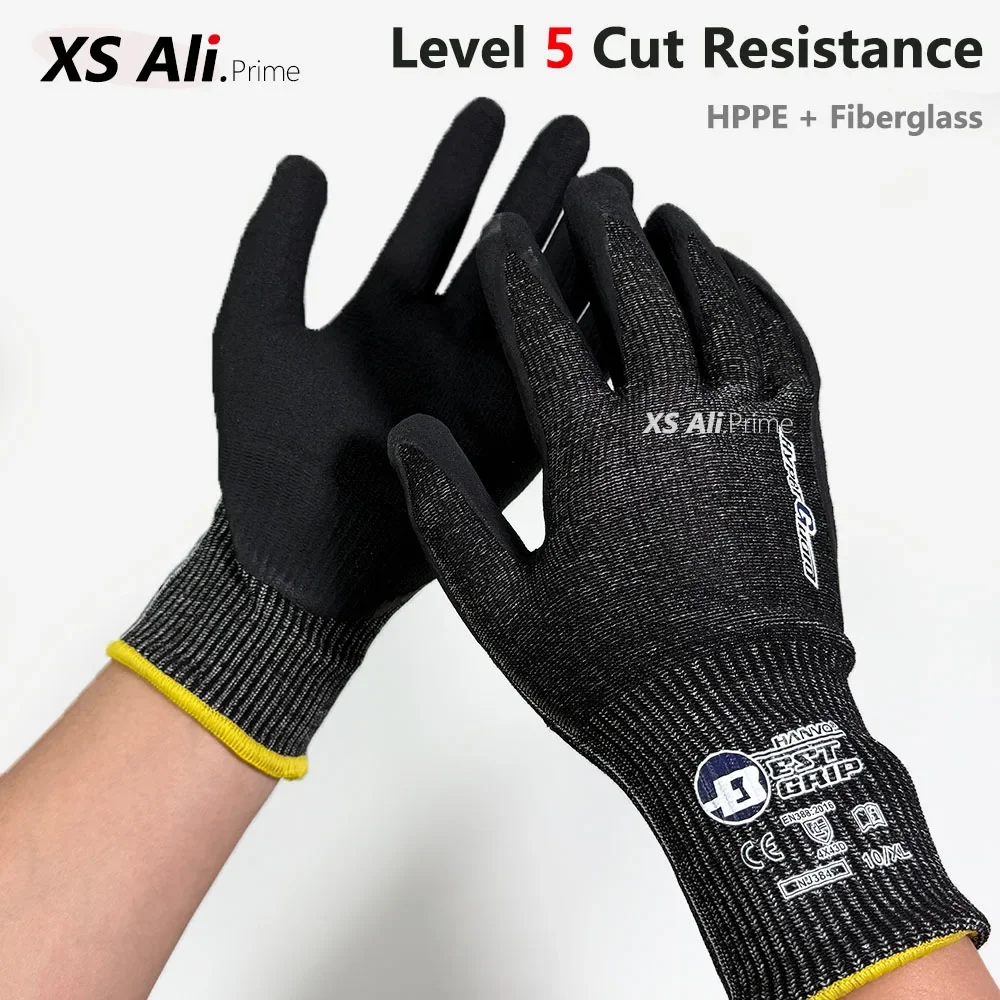 Cut Resistant Work Gloves Level 5 Protection Anti-Slip Textured Grip for Metal Machining Glass Handling Abrasion Scratch Proof