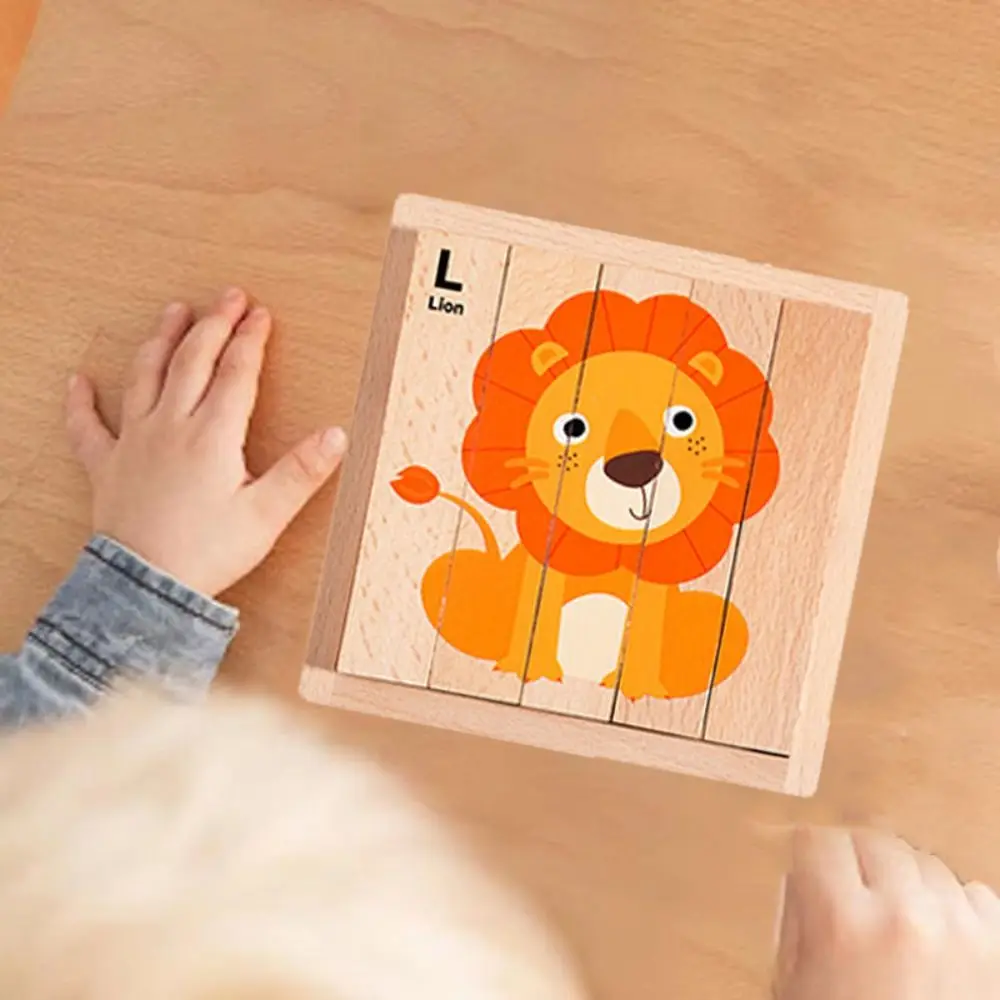 

Деревянные деревянные головоломки с животными, развивающие деревянные головоломки Монтессори, игрушки, изысканные развивающие головоломки с мультяшными животными