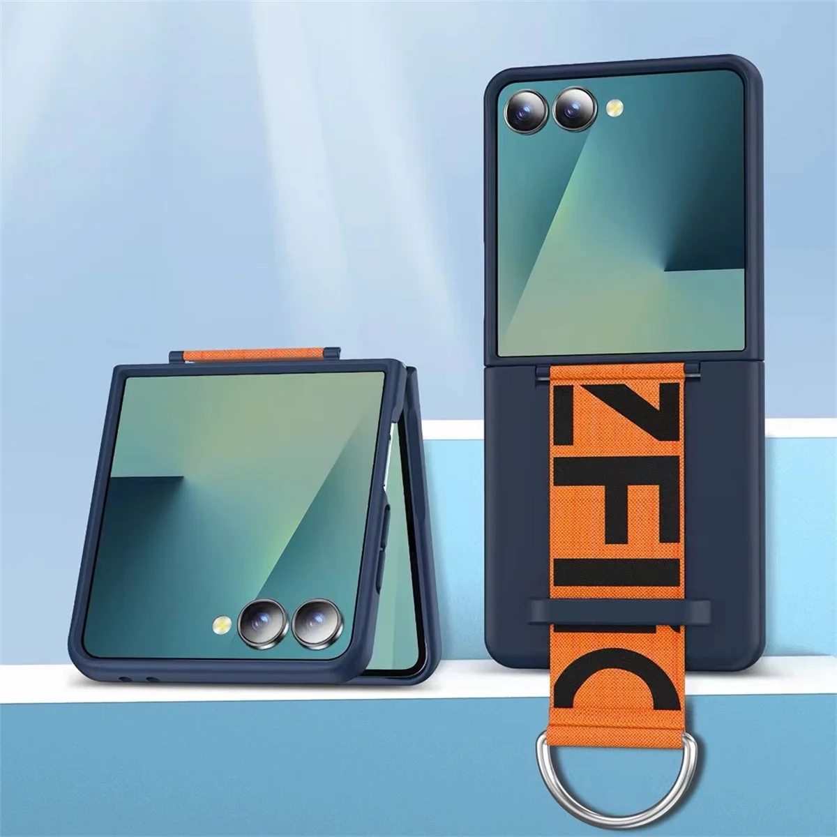 Flip8 Luxuriöse Matte PC-Handyhülle für Samsung Galaxy Z Flip 5 6 7 8 mit Handschlaufe, Ringhalter und Handkette – Detail 25