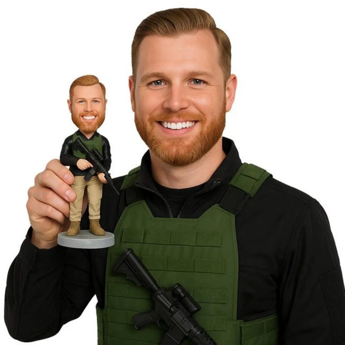 

Custom Bobblehead From Photo Personalized Handmade Clay Special Forces Police Figurine Tactical Officer Gift Birthday Retirement