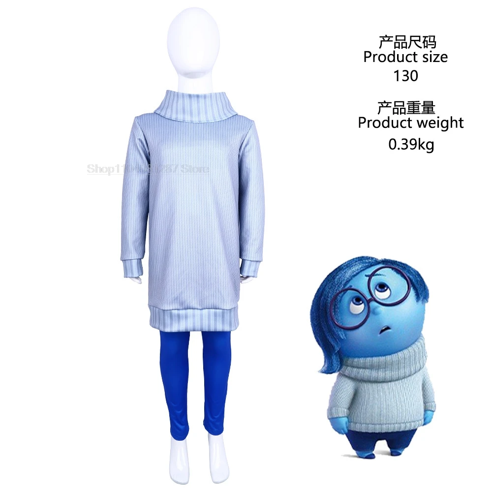 Inside Out Cosplay-Kostüm Inside Out 2, Cartoon-Wut, Angst, Traurigkeit, Angst, Kinder, Jungen, Mädchen, Halloween, Karneval, Party, Anzieh