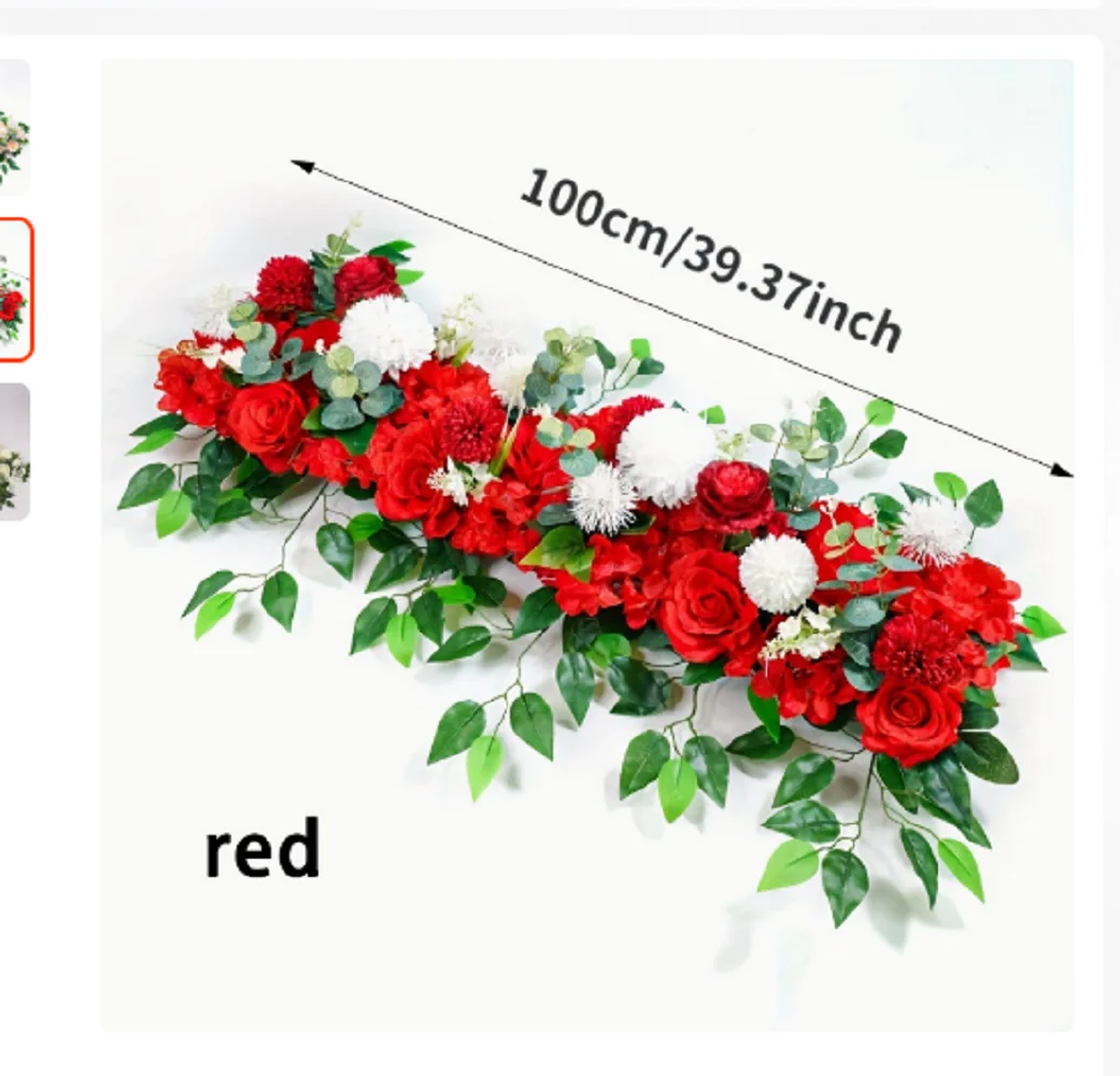 100cm Luxuriöse Weiße Rosen-Kunstblumenreihe für Hochzeitstisch-Mittelstück, Party- und Bühnendekoration, Wandbögen, Hintergrund, Blumenarrangement – Detail 7