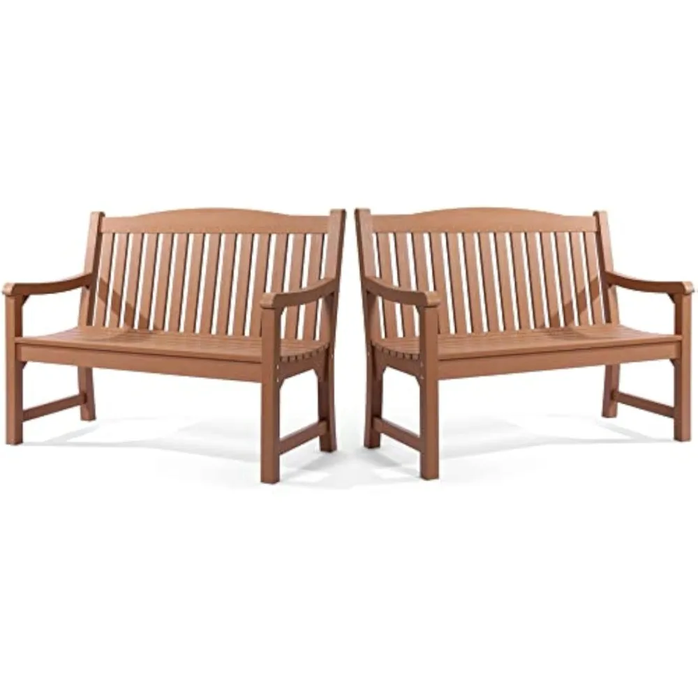 

Outdoor Bench Set of 2, All Weather Resistant Poly Lumber 2-Person Weatherproof Patio Garden Bench, Will not Rot and Fade