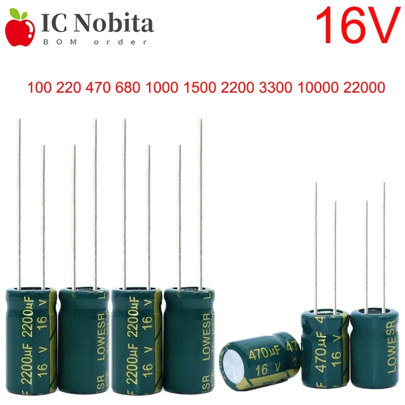 

16V Capacitor Low ESR High Frequency 100 220 470 680 1000 1500 2200 3300 10000 22000 uf Aluminum Electrolytic Capacitor