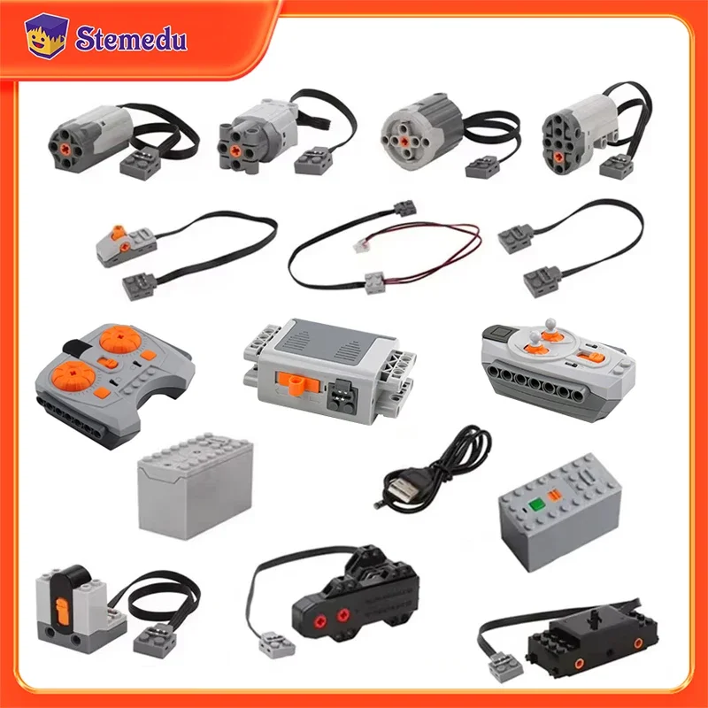 Moc Power Functions Parts Set Technical Motor Remote Control Battery Box M L XL Servo Motor PF Blocks Compatible With 8293 8883