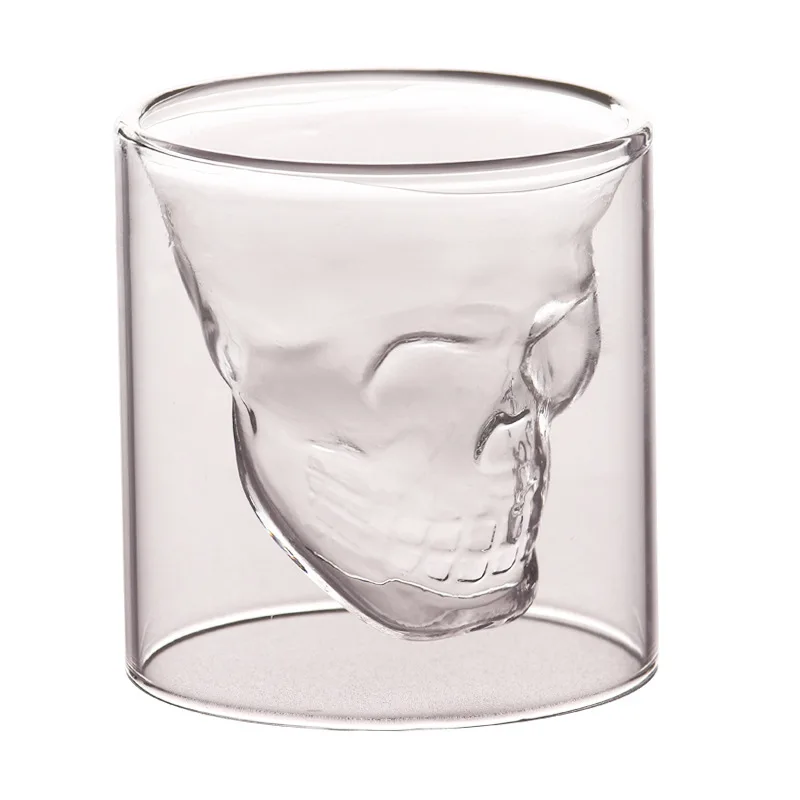 75ml 250ml Skull Head Shot Glass Fun Designer Crystal Party Wine Cup trasparente Vodka Beer Steins Halloween novità Cup