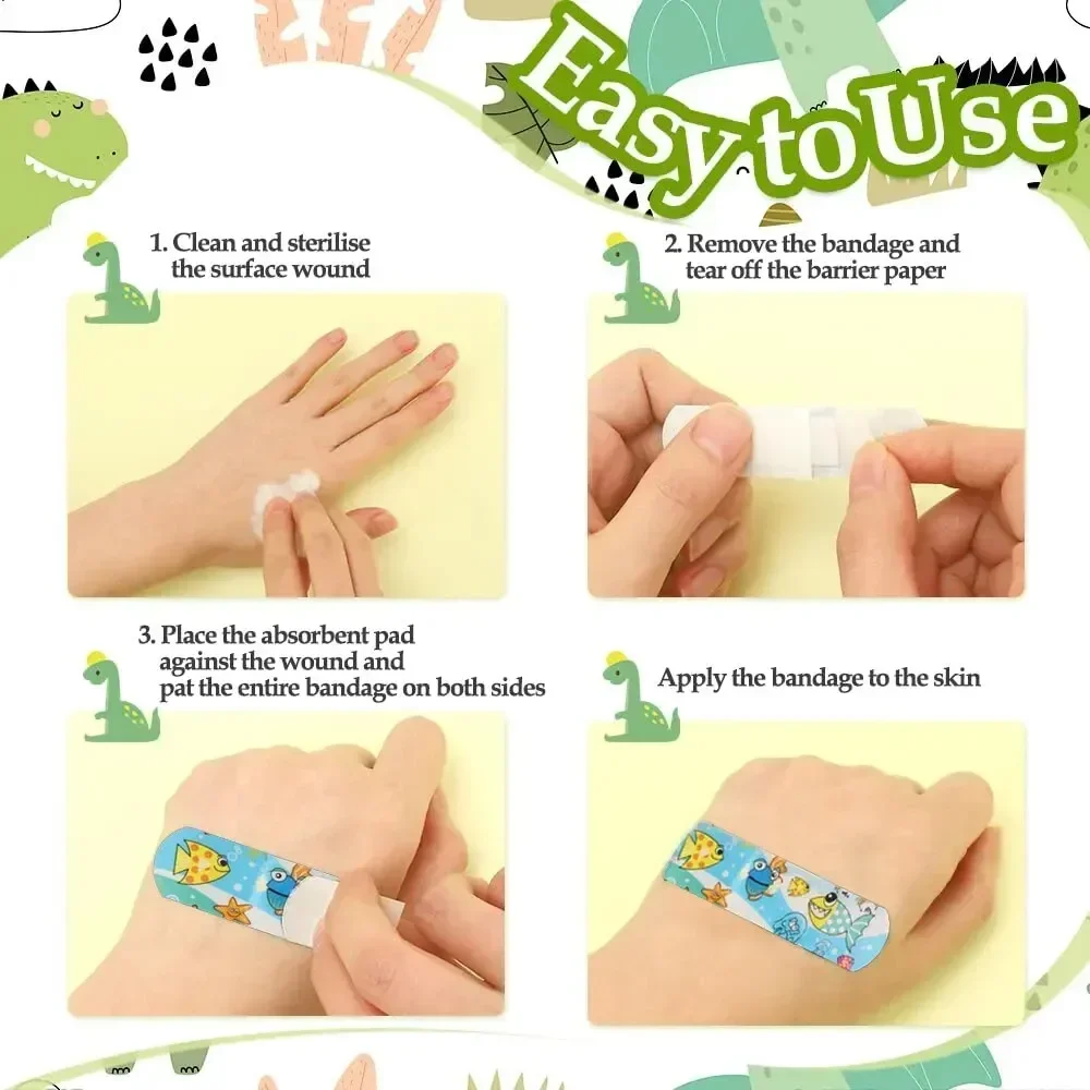 100 pçs para crianças bonito dos desenhos animados ataduras adesivas flexíveis crianças ataduras em massa crianças tiras médicas à prova dwaterproof água respirável