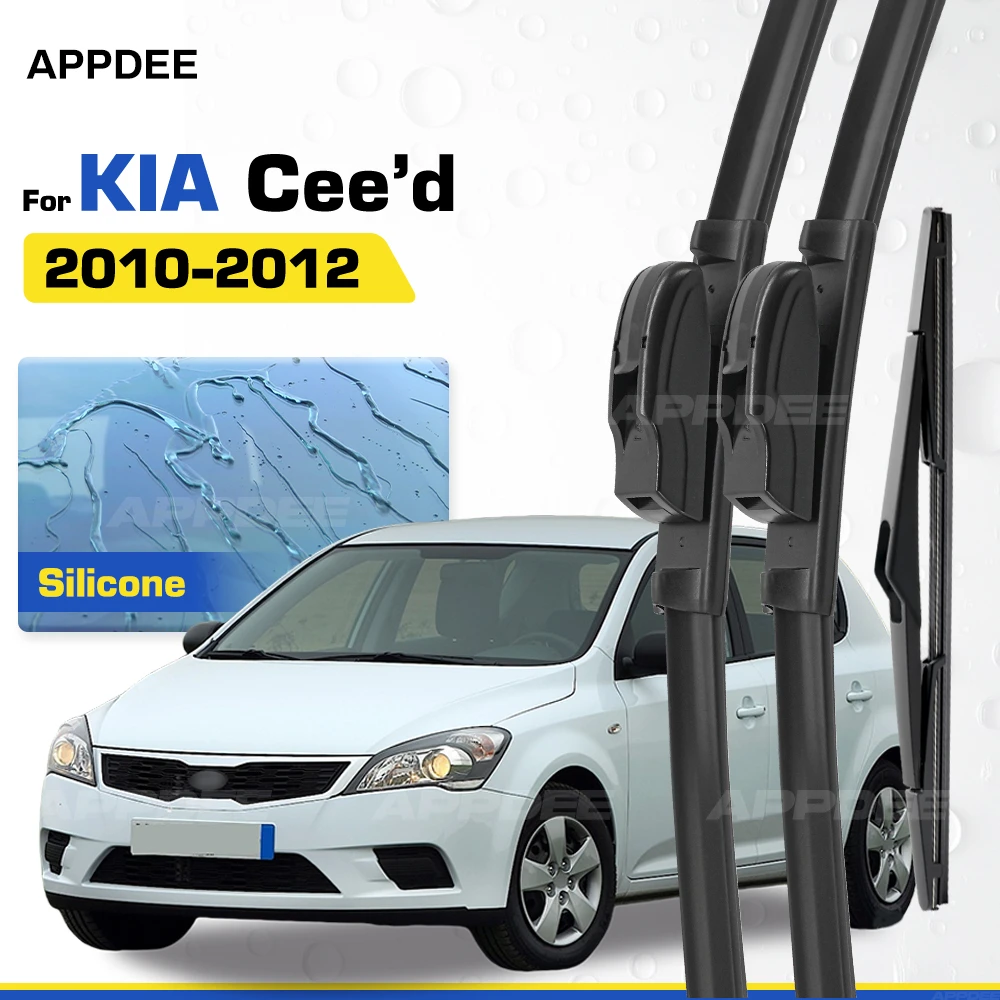 Windscreen Brushes Front & Rear Wiper Blades Silicone & Rubber LHD&RHD Set For KIA Ceed Cee'd ED 2010-2012 Coated Windshield