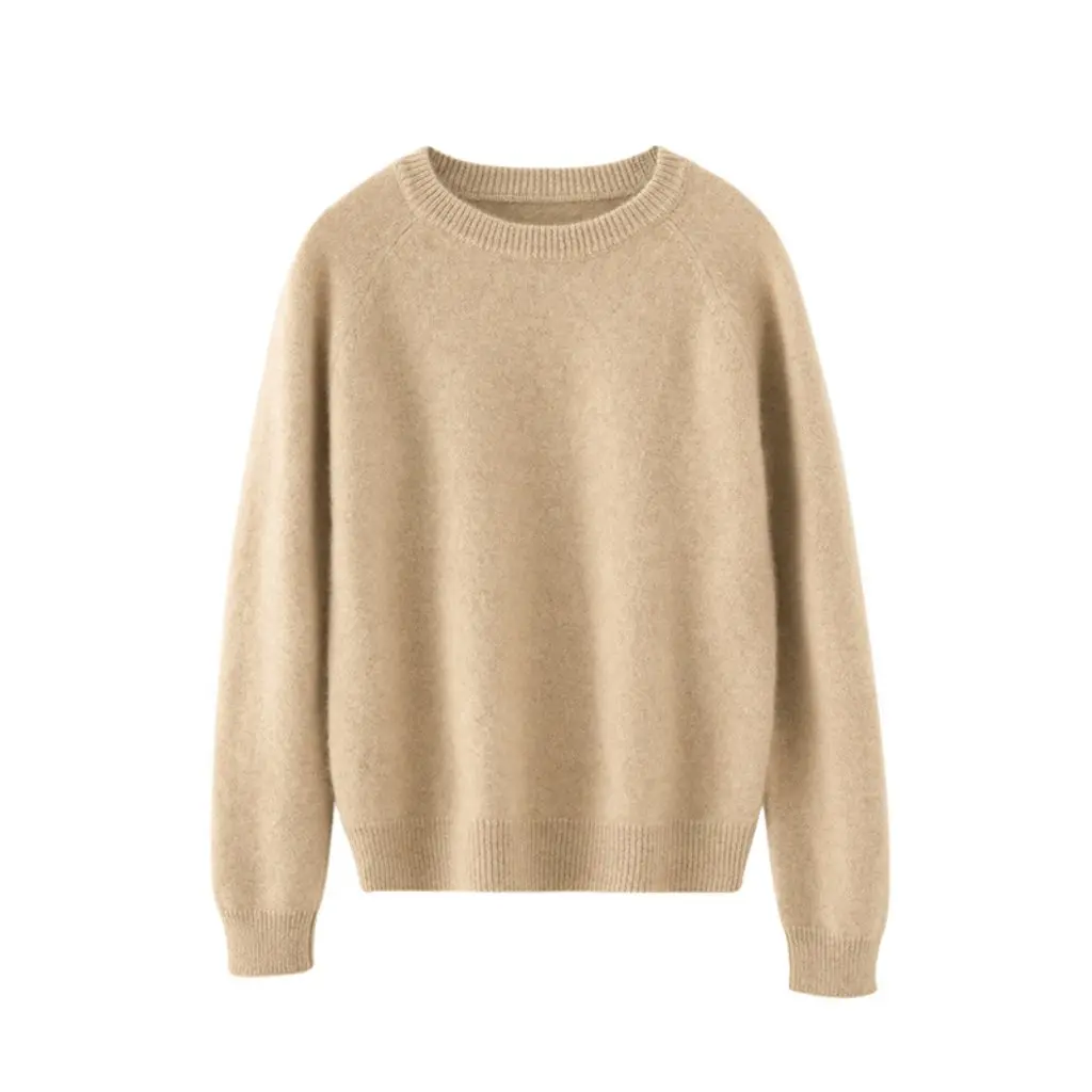 

Women's Cashmere Knitwear round Neck Thickened Raglan Sleeve Slim Fit Soft Waxy Knitted Bottoming Casual Autumn Winter Top