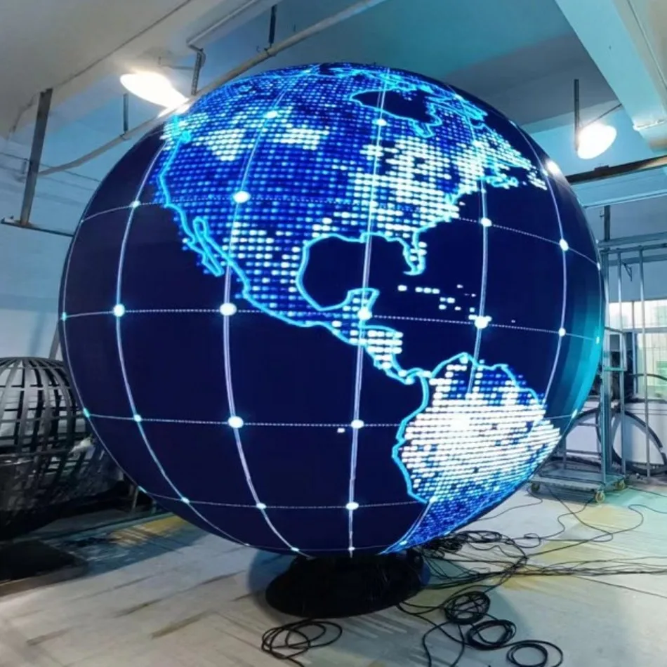 Indoor P2.5 round Spherical LED Display Screen RGB Flexible Video Wall 1-1.2m Diameter for Events And Entertainment