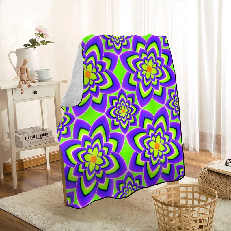 

Modern Dynamic Dizzy Illusion Pattern Blanket On For The Sofa/Bed/Car Portable 3D Blanket For Kid Home Textile Fabric 0524