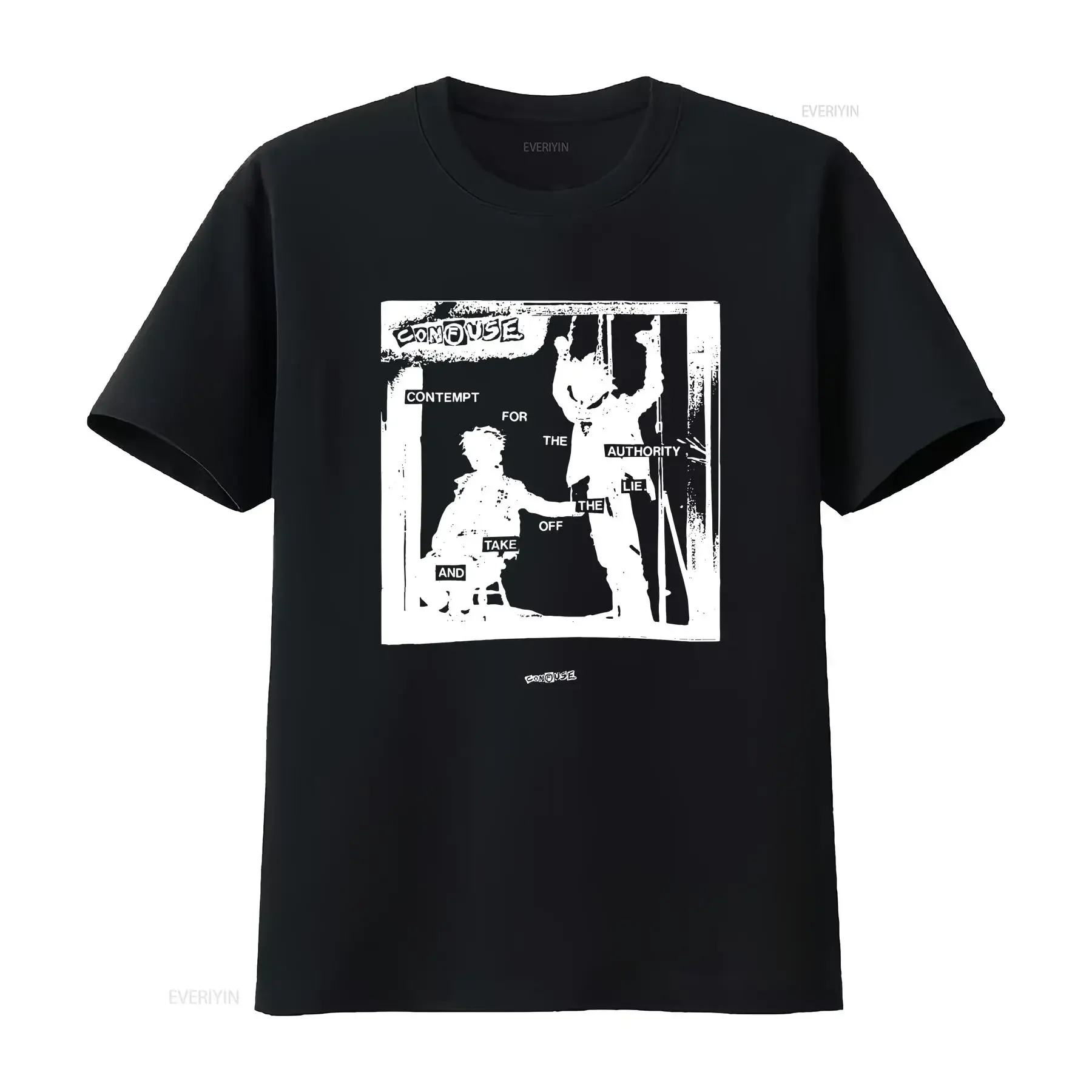 Confuse T Shirt Contempt for Authority Remix by bactherion Vintage Japanese Hardcore Punk SofT vintage Washed graphic homme