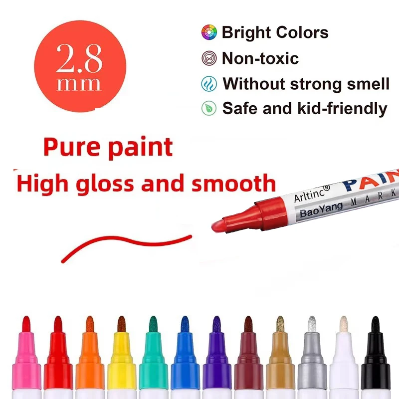 Oil-Based Paint Marker – Permanent for Mold Marking, Rock Painting, Graffiti, Car Scratch Repair, Engine Screw, Wheel Color, Eas